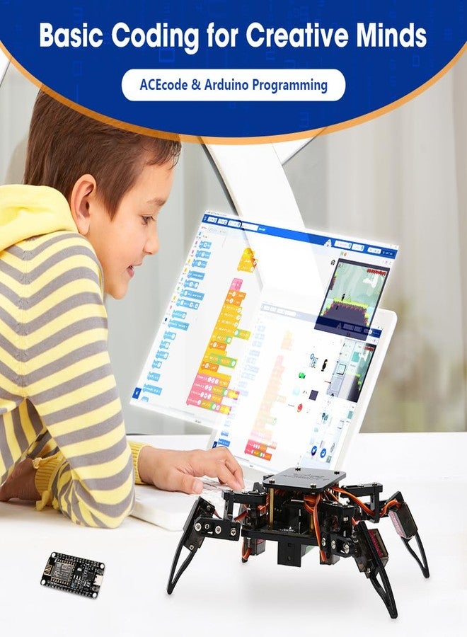 ايسبوت مجموعة روبوت العنكبوت البيونيكي القابل للبرمجة من STEM Toys، مجموعة علمية للأطفال من عمر 8 إلى 12 عامًا، لعبة بناء روبوتات يمكنك صنعها بنفسك للمراهقين، يمشي ويزحف، تحكم عن بعد عبر تطبيق، هدية للأولاد والبنات والكبار في أعياد الميلاد - Image 3